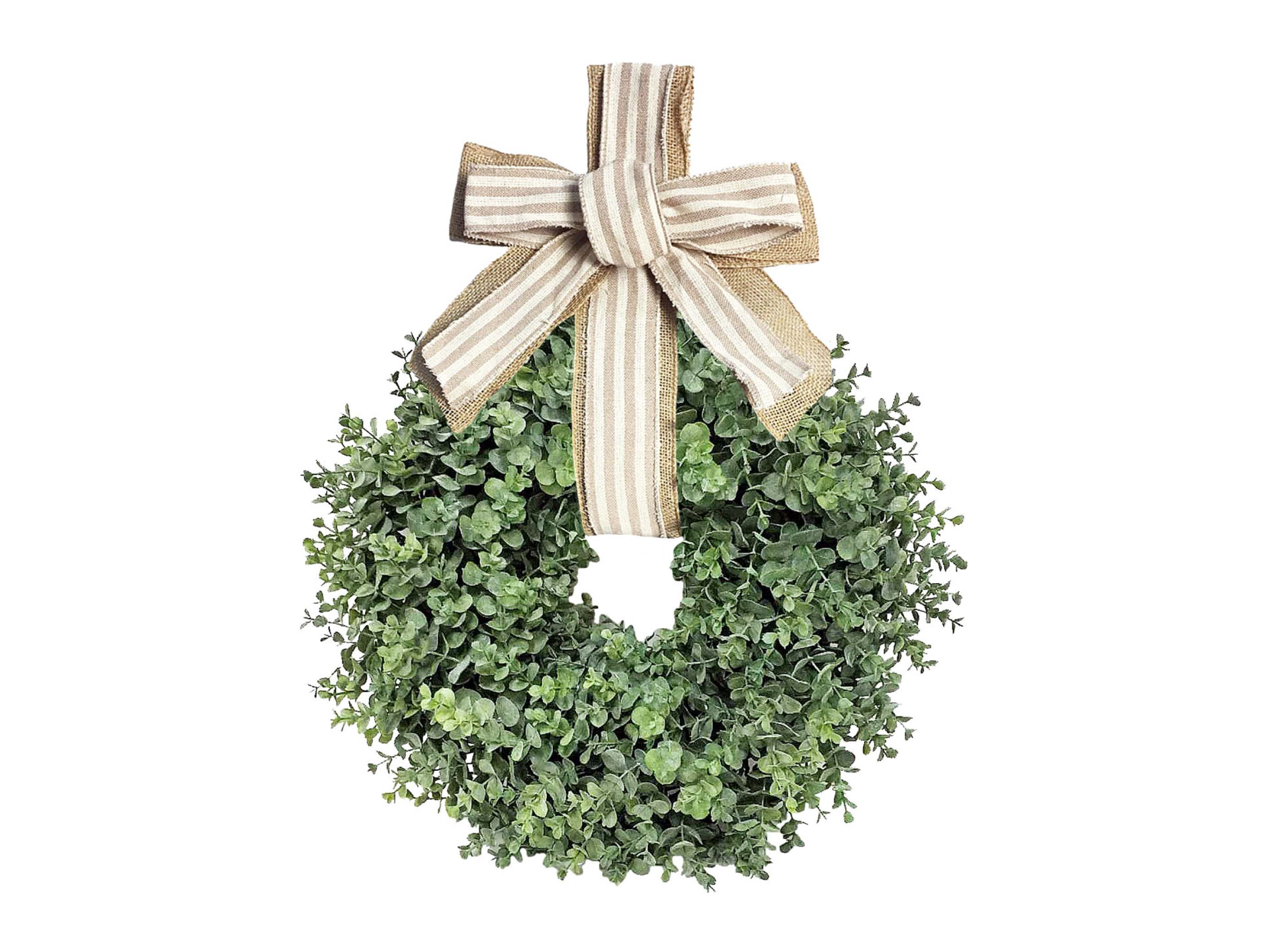 Succulent wreath door hanger with ribbon